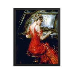 The Woman in Red by Giovanni Boldini framed print on a plain backdrop in size 16"x20".