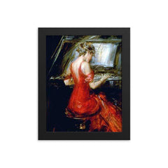 The Woman in Red by Giovanni Boldini framed print on a plain backdrop in size 8"x10".