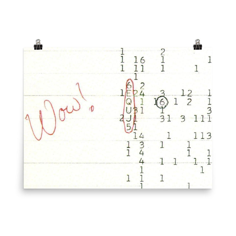 The wow signal poster on a plain backdrop in size 8