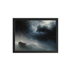 The Wrath of the Seas by Ivan Aivazovsky, 1886 framed print on a plain backdrop in size 12"x16".