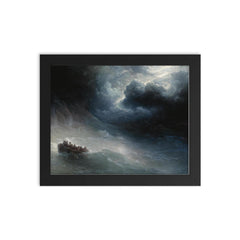 The Wrath of the Seas by Ivan Aivazovsky, 1886 framed print on a plain backdrop in size 8"x10".