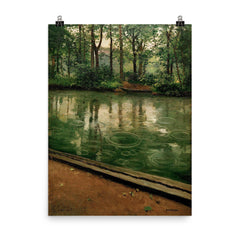 The Yerres, Rain by Gustave Caillebotte, 1875 poster on a plain backdrop in size 8"x10".