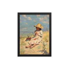 The Young Botanist by Paul Peel, 1888-1890 framed print on a plain backdrop in size 12"x16".