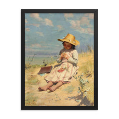 The Young Botanist by Paul Peel, 1888-1890 framed print on a plain backdrop in size 18"x24".