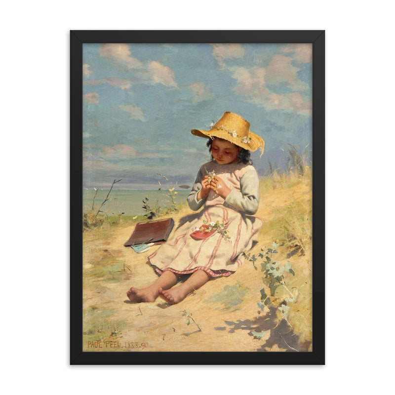 The Young Botanist by Paul Peel, 1888-1890 framed print on a plain backdrop in size 18