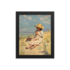The Young Botanist by Paul Peel, 1888-1890 framed print on a plain backdrop in size 8"x10".