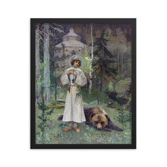 The Youth of St Sergius by Mikhail Nesterov framed print on a plain backdrop in size 16"x20".