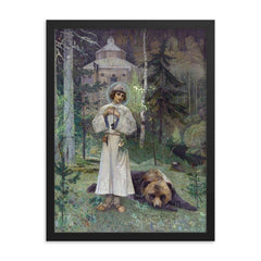 The Youth of St Sergius by Mikhail Nesterov framed print on a plain backdrop in size 18"x24".
