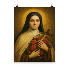 Thérese of Lisieux poster on a plain backdrop in size 8"x10".