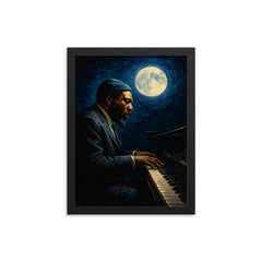 Thelonious Monk at midnight piano framed print on a plain backdrop in size 12"x16".