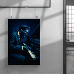 Thelonious Monk at tilted piano midnight blue poster 4