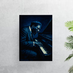 Thelonious Monk at tilted piano midnight blue poster 7