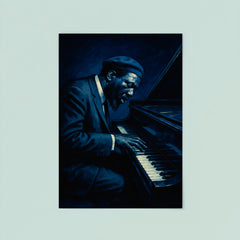 Thelonious Monk at tilted piano midnight blue poster 8