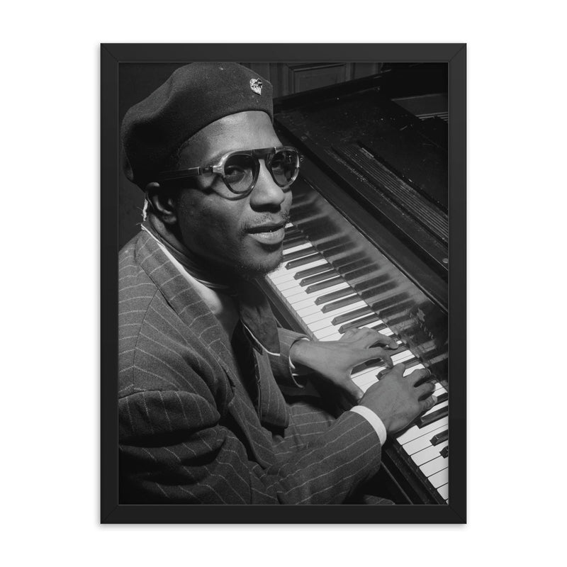 Thelonious Monk framed print on a plain backdrop in size 18