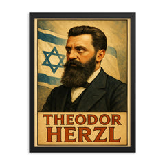 Theodor Herzl framed print on a plain backdrop in size 18"x24".