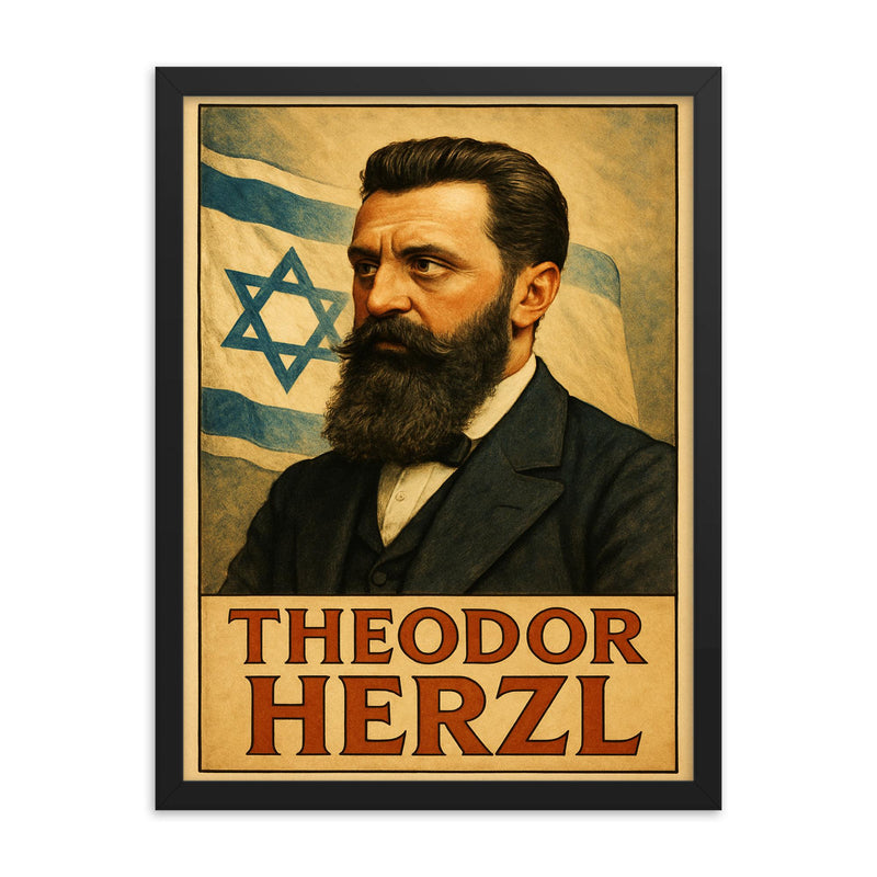 Theodor Herzl framed print on a plain backdrop in size 18