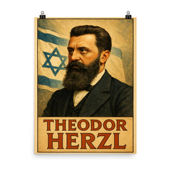 Theodor Herzl poster on a plain backdrop in size 8"x10".