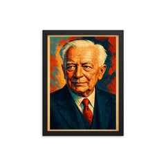 Theodor Heuss framed print on a plain backdrop in size 12"x16".