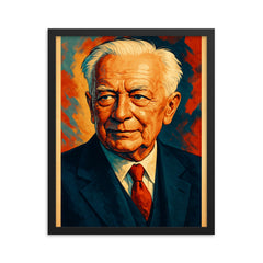 Theodor Heuss framed print on a plain backdrop in size 16"x20".