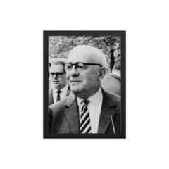 Theodor W Adorno framed print on a plain backdrop in size 12"x16".