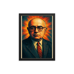 Theodor W Adorno framed print on a plain backdrop in size 12"x16".