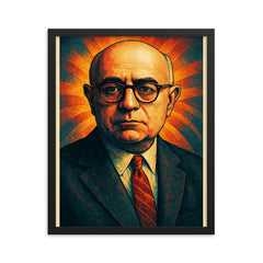 Theodor W Adorno framed print on a plain backdrop in size 16"x20".