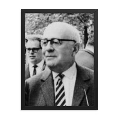 Theodor W Adorno framed print on a plain backdrop in size 18"x24".