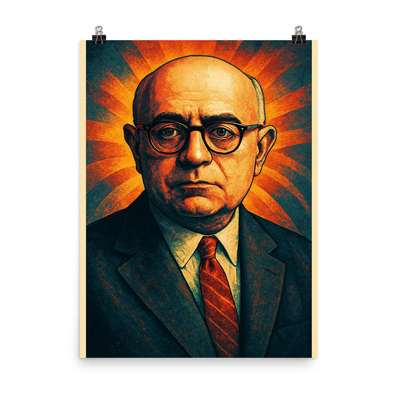 Theodor W Adorno poster on a plain backdrop in size 8