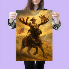 Theodore Roosevelt charging San Juan Hill mounted on a fearless moose poster 3