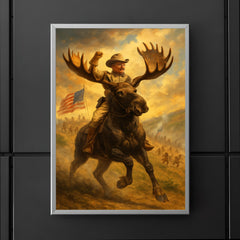 Theodore Roosevelt charging San Juan Hill mounted on a fearless moose poster 5