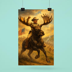 Theodore Roosevelt charging San Juan Hill mounted on a fearless moose poster 6