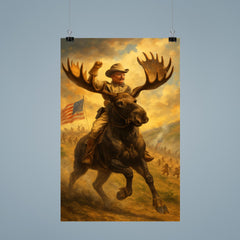 Theodore Roosevelt charging San Juan Hill mounted on a fearless moose poster 9