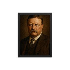 Theodore Roosevelt portrait framed print on a plain backdrop in size 12"x16".