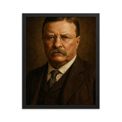 Theodore Roosevelt portrait framed print on a plain backdrop in size 16"x20".