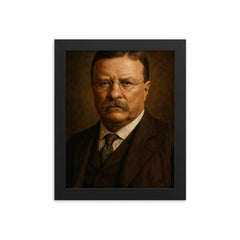 Theodore Roosevelt portrait framed print on a plain backdrop in size 8"x10".