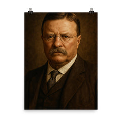 Theodore Roosevelt portrait poster on a plain backdrop in size 8"x10".