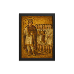 Theodoric mosaic ravenna court procession framed print on a plain backdrop in size 12"x16".
