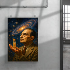 Theodosius Dobzhansky holding fruit flies to cosmos poster 4
