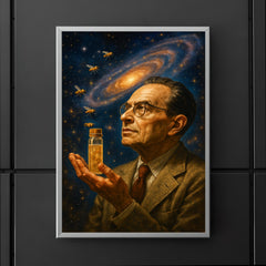 Theodosius Dobzhansky holding fruit flies to cosmos poster 5