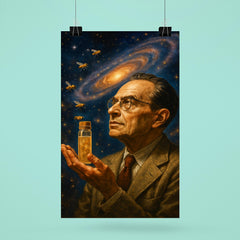 Theodosius Dobzhansky holding fruit flies to cosmos poster 6