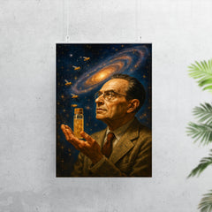 Theodosius Dobzhansky holding fruit flies to cosmos poster 7