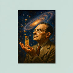 Theodosius Dobzhansky holding fruit flies to cosmos poster 8