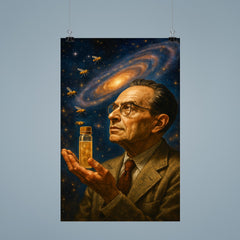Theodosius Dobzhansky holding fruit flies to cosmos poster 9