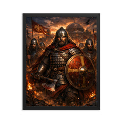 Theodosius' Varangian Guard in lamellar twilight framed print on a plain backdrop in size 16"x20".