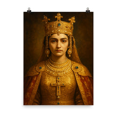 Theophanu in Ottonian imperial gold and pearls poster on a plain backdrop in size 8"x10".