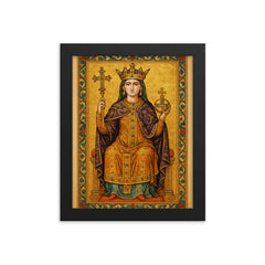 Theophanu Skleraina crowned in Ottonian manuscript splendor framed print on a plain backdrop in size 8"x10".
