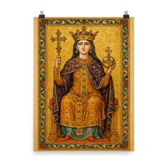 Theophanu Skleraina crowned in Ottonian manuscript splendor poster on a plain backdrop in size 8"x10".