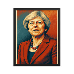 Theresa May framed print on a plain backdrop in size 16"x20".