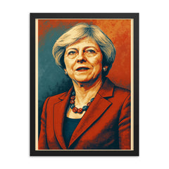 Theresa May framed print on a plain backdrop in size 18"x24".