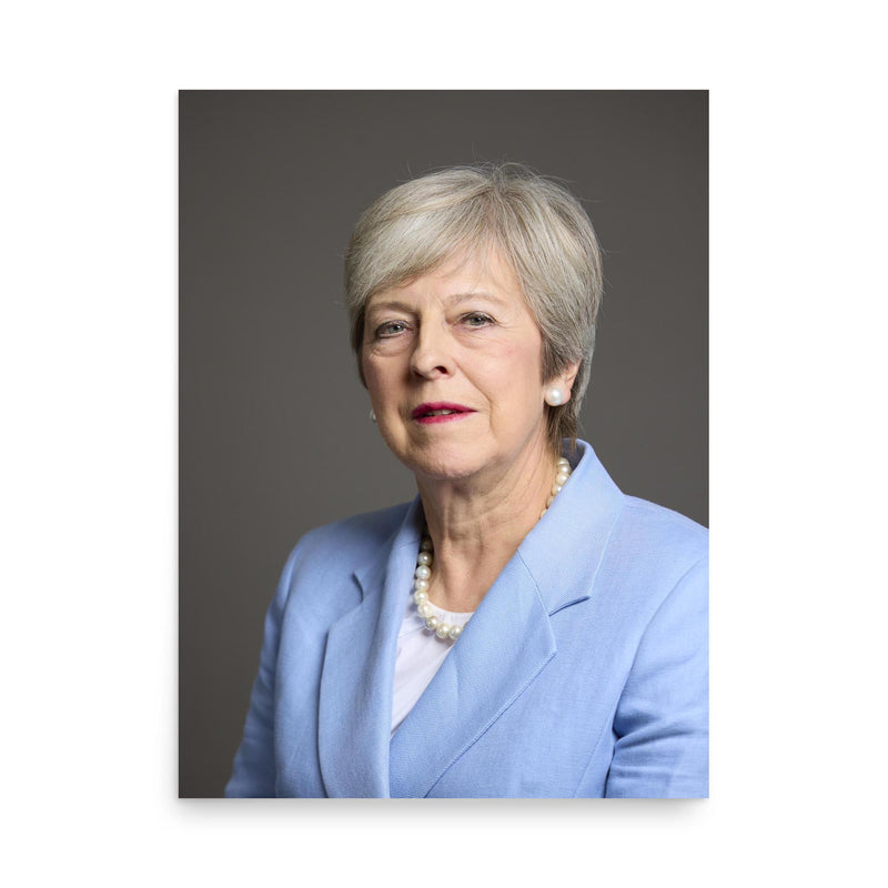 Theresa May poster on a plain backdrop in size 18